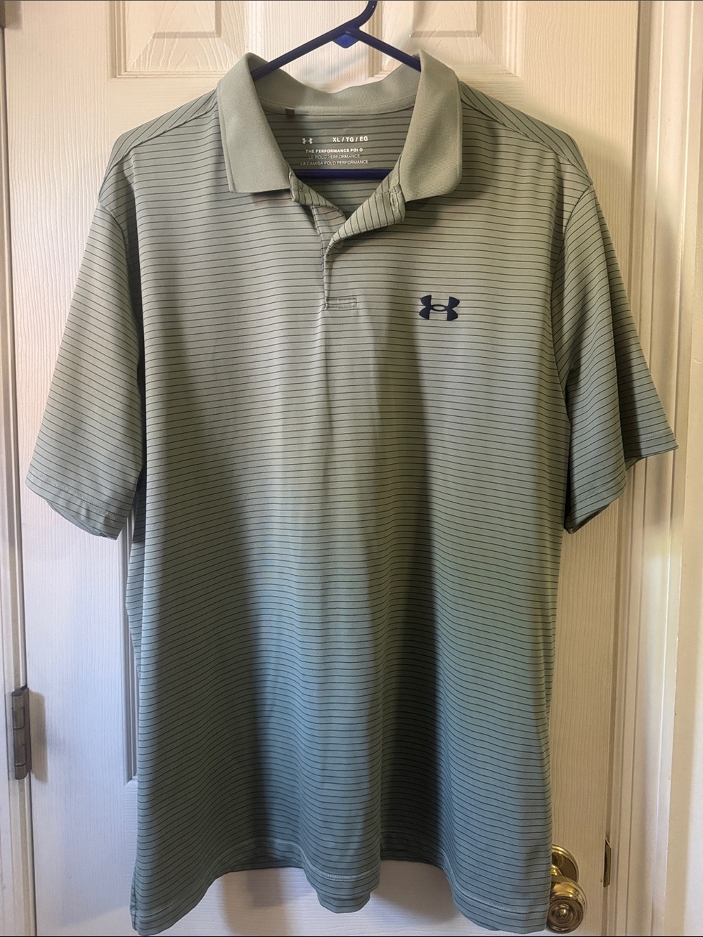 Under Armour Men’s Sage Green Striped Performance Polo